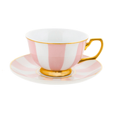 Teacup & Saucer Blush Stripes