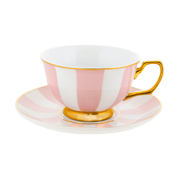 Teacup & Saucer Blush Stripes