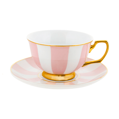 Teacup & Saucer Blush Stripes