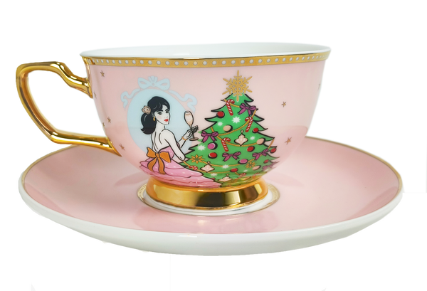 A Sparkling Christmas Teacup & Saucer Set