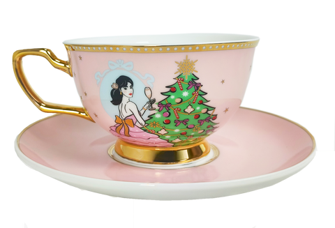 A Sparkling Christmas Teacup & Saucer Set