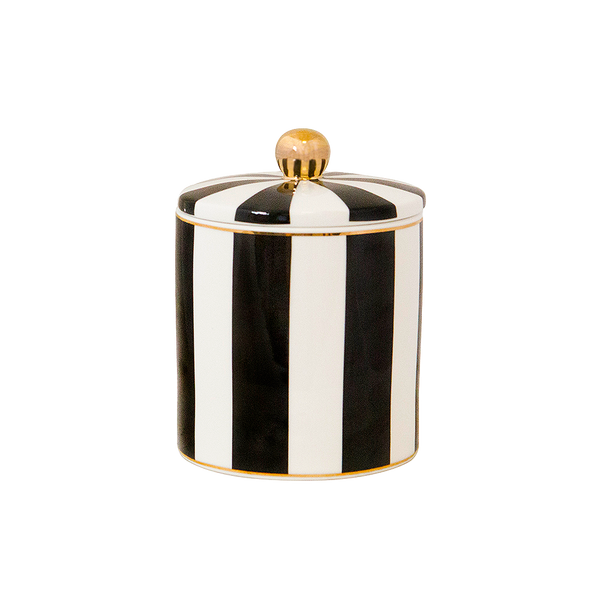 Ebony Stripe Candle - Vanilla Macaron