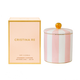 Blush Stripe Candle - Strawberry Champagne