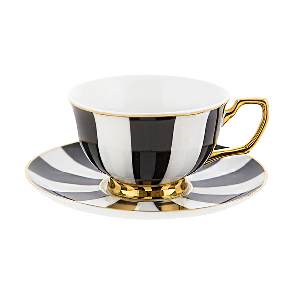 Teacup & Saucer Ebony Stripes