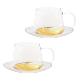 Estelle Glass Teacup & Saucer Set of 2