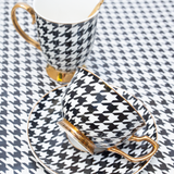 Teacup & Saucer Ebony Houndstooth