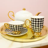 Teacup & Saucer Ebony Houndstooth