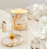 White Celestite Candle - Pomegranate