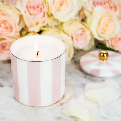 Blush Stripe Candle - Strawberry Champagne