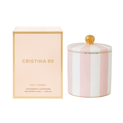 Blush Stripe Candle - Strawberry Champagne