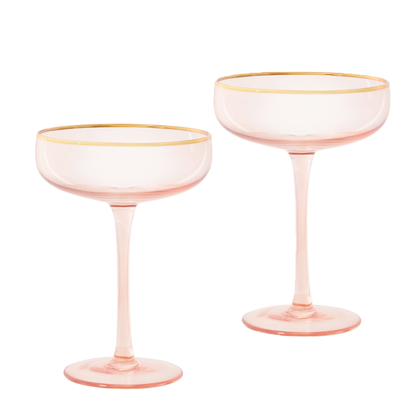 Coupe Glasses Rose Crystal Set of 2