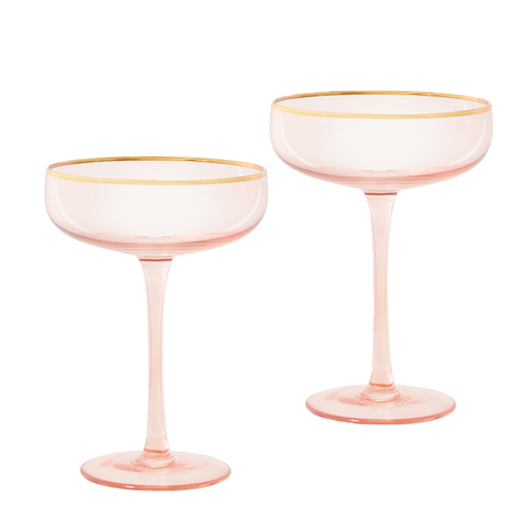 Coupe Glasses Rose Crystal Set of 2