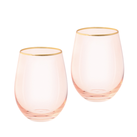 Tumbler Glasses Rose Crystal Set of 2