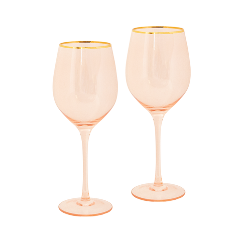 Wine Glass Rose Crystal - Set of 2