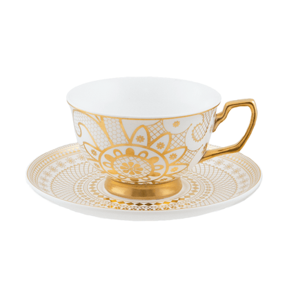 Teacup & Saucer Georgia Lace Pearl