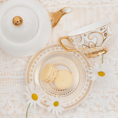 Teacup & Saucer Georgia Lace Pearl