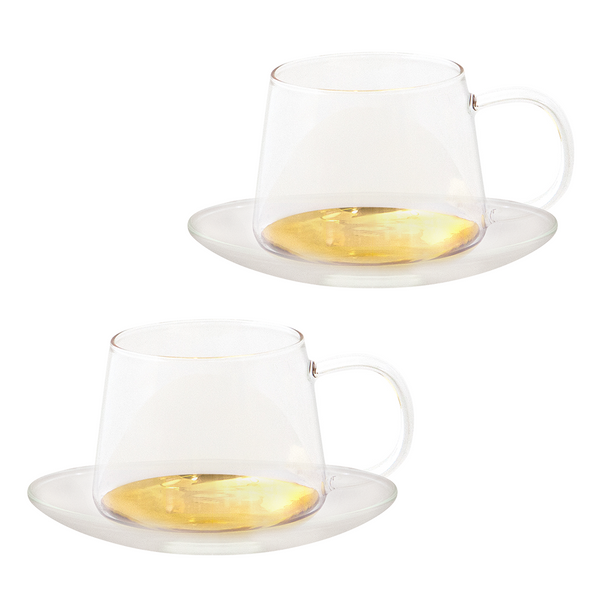 Estelle Glass Teacup & Saucer Set of 2