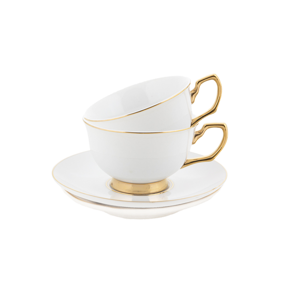 Petite Ivory Teacup & Saucer Set of 2