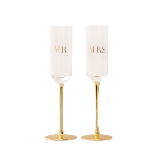 Champagne Flutes Crystal MR & MRS Set of 2