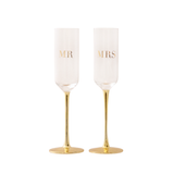 Champagne Flutes Crystal MR & MRS Set of 2