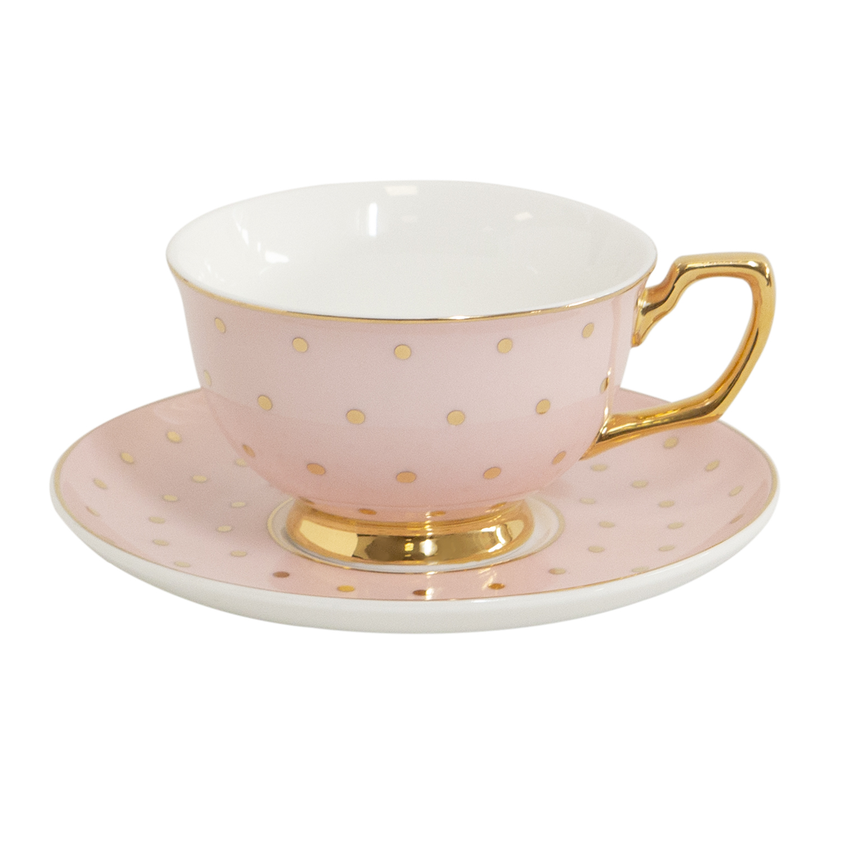 Teacup & Saucer Polka Gold Blush