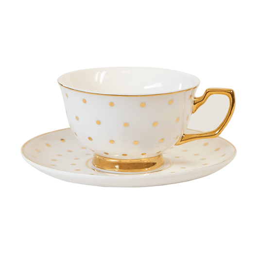 Teacup & Saucer Polka Gold