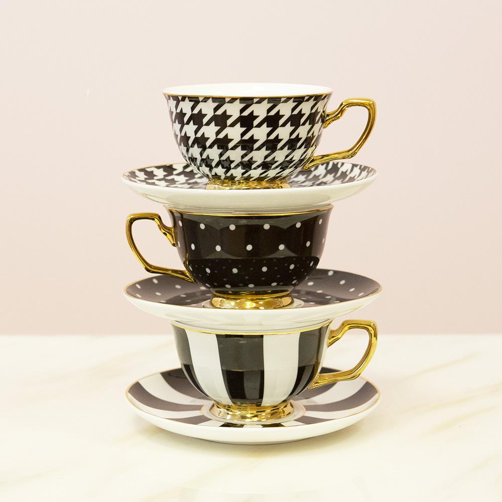 Teacup & Saucer Ebony Stripes