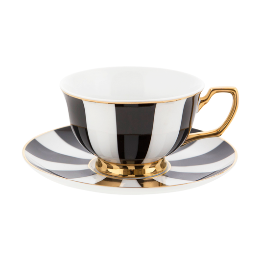 Teacup & Saucer Ebony Stripes